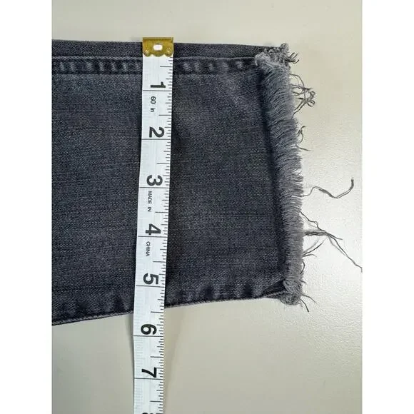 Madewell Women’s 10” High Rise Skinny Jeans Size 32 Black Wash Button Front Fray - Picture 8 of 15